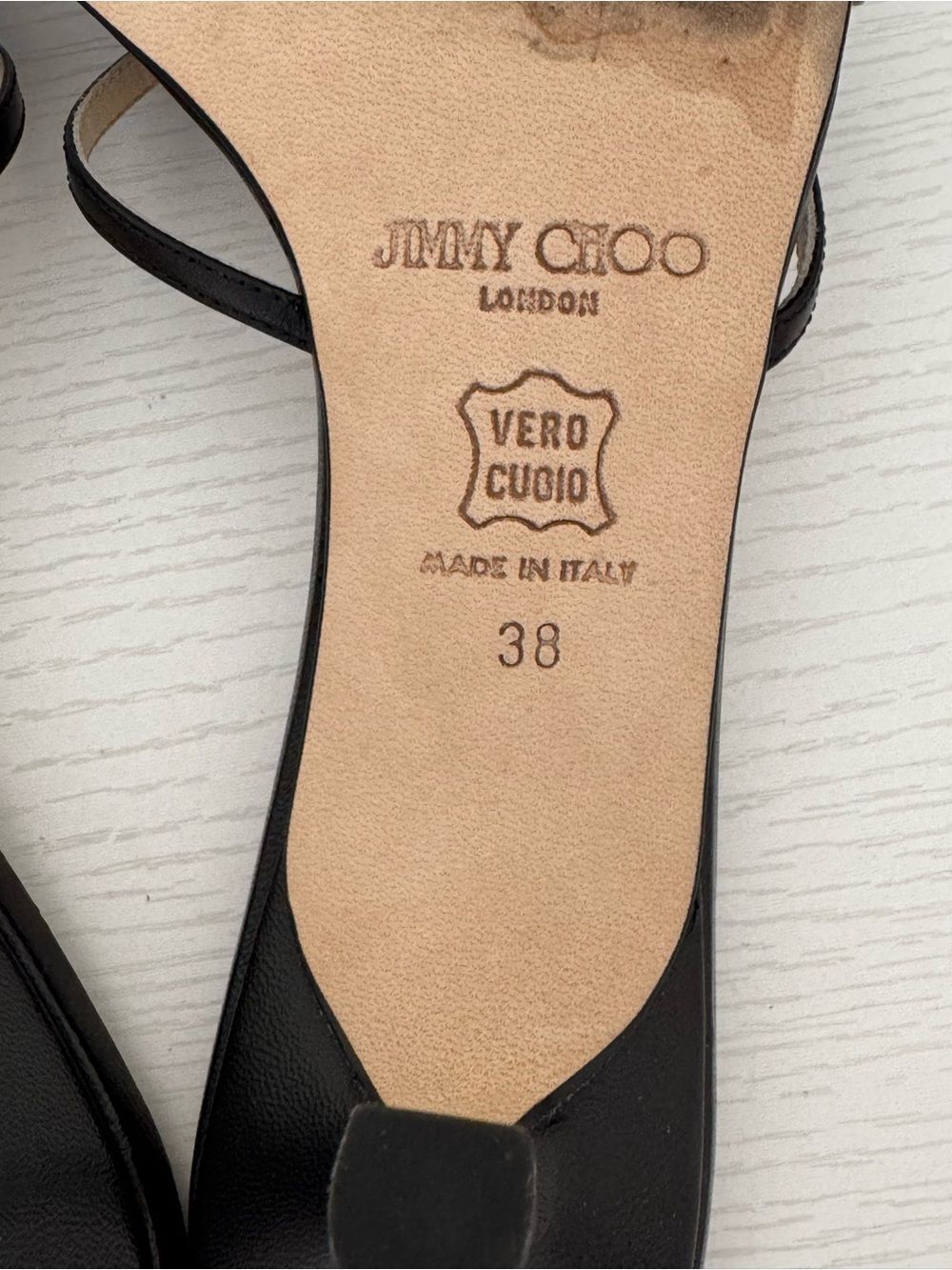 Jimmy Choo Black Leather Strappy Open-Toe Heels - Picture 5 of 6